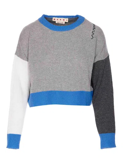 Marni Knitwear Crop Crew Neck Long Sleeves In Gray