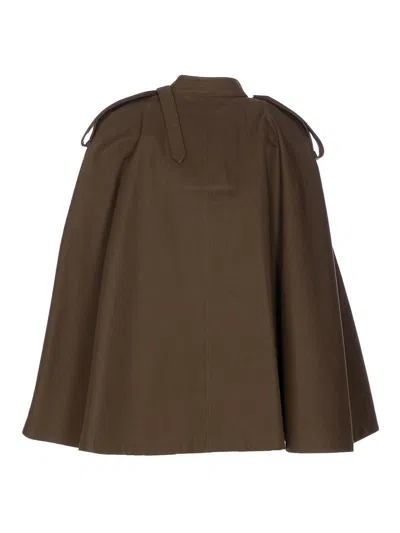 Burberry Cotton Cape With Traditional Check Lining In Green