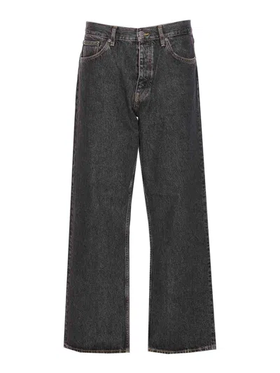 Sunflower Loose Fit Black Stone Washed Organic Denim Jeans In Multi