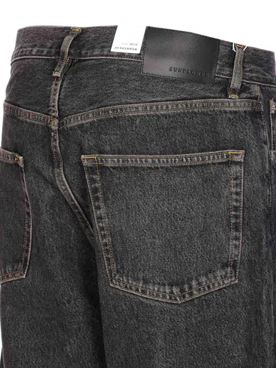 Sunflower Loose Fit Black Stone Washed Organic Denim Jeans In Multi