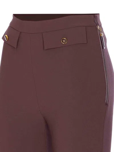 Elisabetta Franchi Tailored High-waisted Trousers With Decorative Flap Pockets In Multi