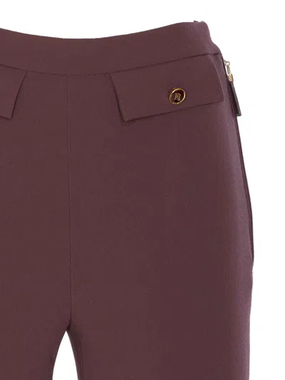 Elisabetta Franchi Tailored High-waisted Trousers With Decorative Flap Pockets In Multi