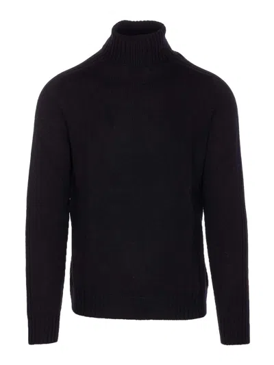 Dondup Man Turtleneck Midnight Blue Size 40 Wool In Black