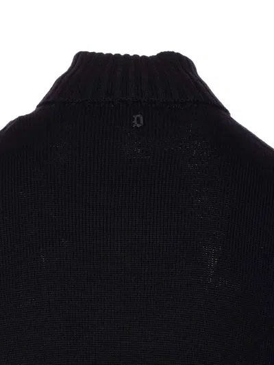 Dondup Man Turtleneck Midnight Blue Size 40 Wool In Black
