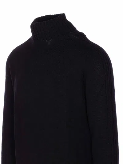 Dondup Man Turtleneck Midnight Blue Size 40 Wool In Black
