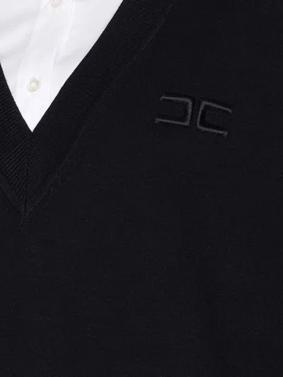 Elisabetta Franchi Dress With Contrast Collar And V-neckline In Black