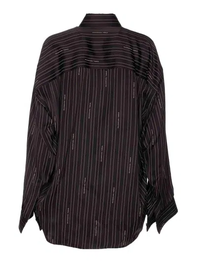 Balenciaga Pinstriped Black Button-down Shirt Women In Brown