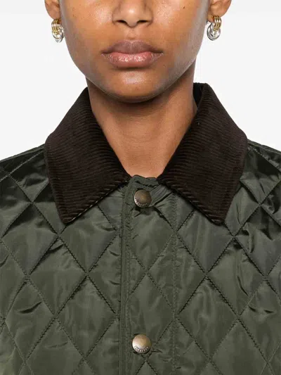 Burberry Women Nylon Quilted Jacket In Green