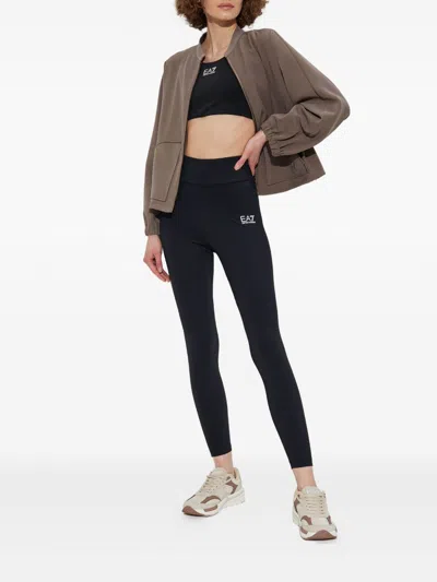 Emporio Armani Technical Cady Blouson With Logo Embroidery In Gray