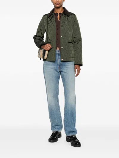 Burberry Women Nylon Quilted Jacket In Green