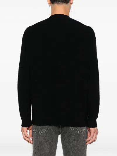 Emporio Armani Tonal Diamond Wool Sweater In Black