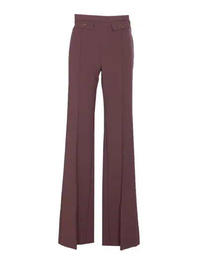 Elisabetta Franchi High-waisted Flared Pants With Decorative Button Details In Red