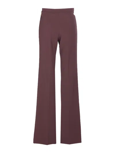 Elisabetta Franchi High-waisted Flared Pants With Decorative Button Details In Red