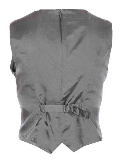 Mm6 Maison Margiela Mm6 By Maison Margiela Satin-finish Grey Gilet With Structured Belt In Gray