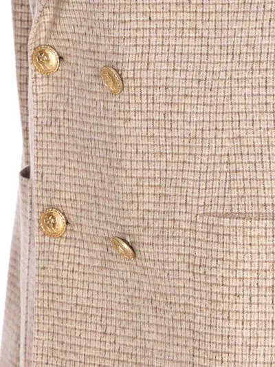 Brunello Cucinelli Double-breasted Puppytooth Cashmere And Silk-blend Suit Jacket In Neutral