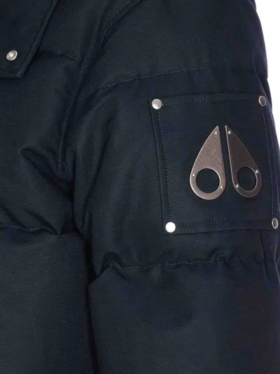 Moose Knuckles Quilted Hooded Jacket Removable Hood In Blue