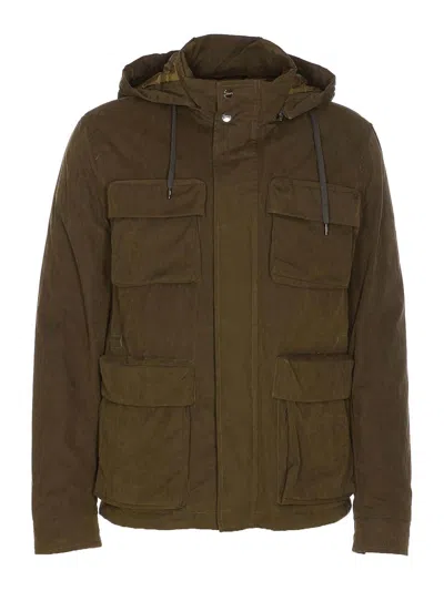 Herno Long Sleeve Hooded Padded Parka Jacket In Green