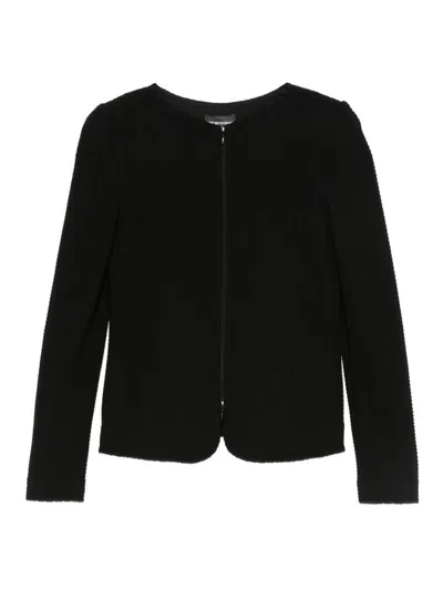 Emporio Armani Cotton Blend Blazer Jacket In Black