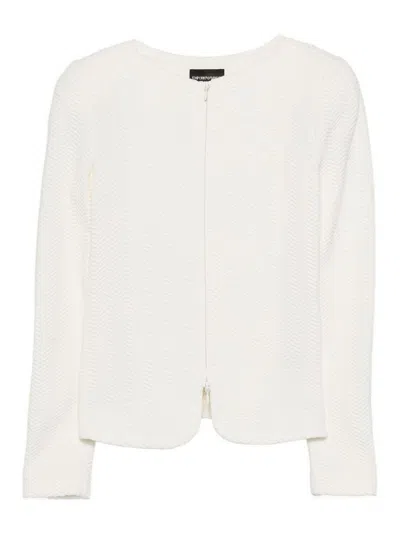Emporio Armani Cotton Blend Blazer Jacket In White