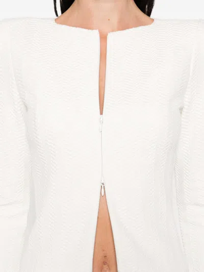 Emporio Armani Cotton Blend Blazer Jacket In White