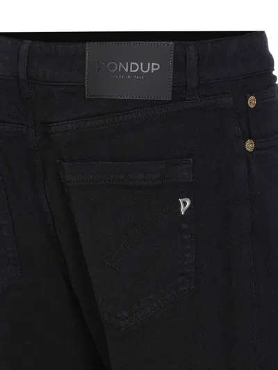 Dondup High-waisted Tailored Pants With Button-up Front And Rolled Cuffs In Black