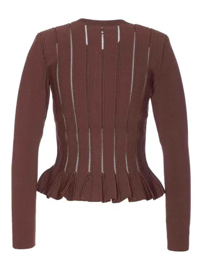 Elisabetta Franchi Knitwear Sweater With Gold Button Detailing In Brown