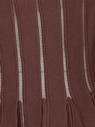 Elisabetta Franchi Knitwear Sweater With Gold Button Detailing In Brown