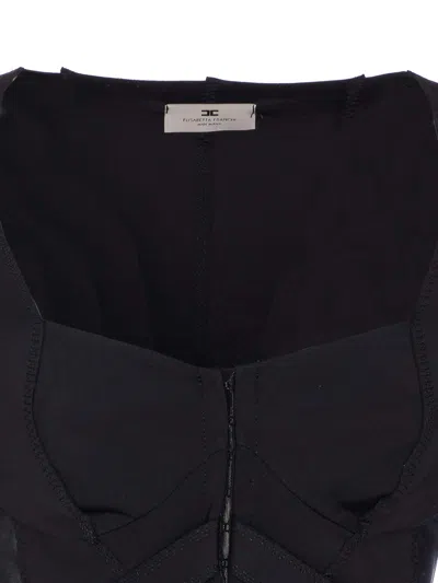 Elisabetta Franchi Sheer Panel Wide Neckline Jacket In Black
