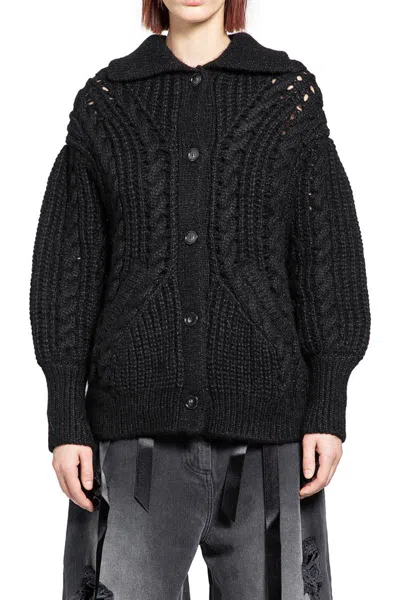 Simone Rocha Black Sculpted Chunky Knit Cardigan In Black