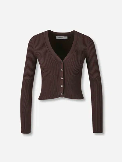 Simkhai Ribbed-knit Cardigan In Burgundy