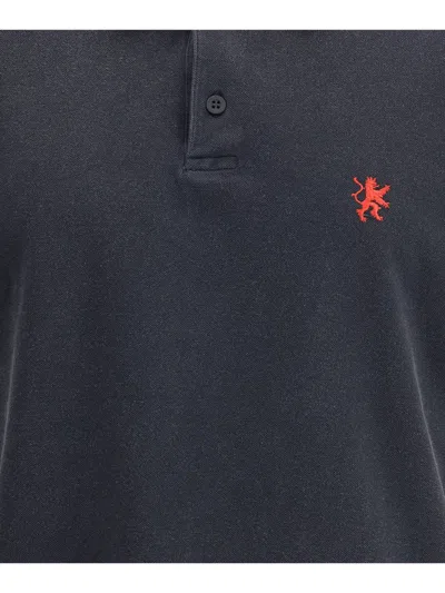 Balenciaga Cotton Piquet Polo Shirt With Lion Embroidery In Black