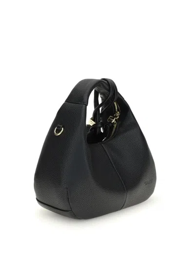 Ganni Black Handbag With Removable Shoulder Strap And Pendant With Logo In Faux-leather Woman In Black