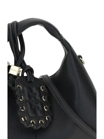 Ganni Black Handbag With Removable Shoulder Strap And Pendant With Logo In Faux-leather Woman In Black