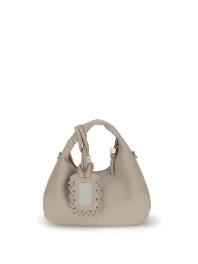 Ganni Mini Textured Leather Tote Bag In White