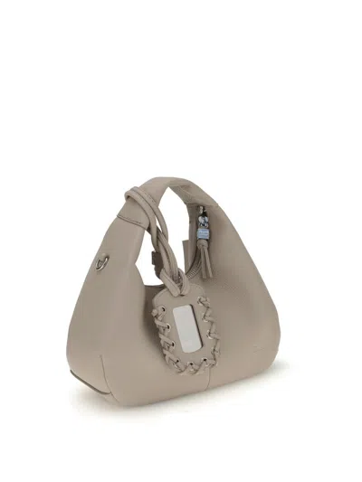 Ganni Mini Textured Leather Tote Bag In White