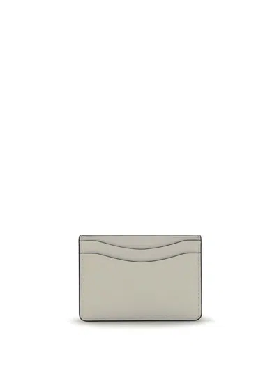 Ganni White Card Holder With Graphic Print On The Front In Leather Blend Woman In White