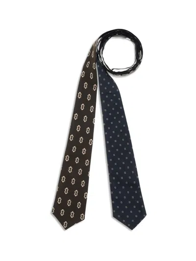 Di Stavnitser Reversible Patterned Belt Tie In Black