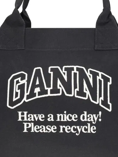 Ganni Women Xxl Canvas Tote Bag In Black