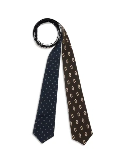 Di Stavnitser Reversible Patterned Belt Tie In Black