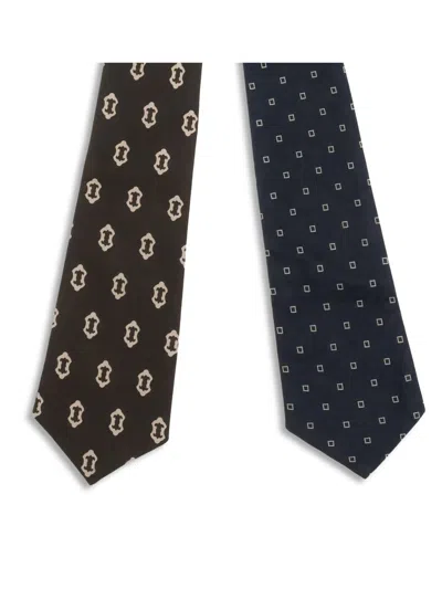 Di Stavnitser Reversible Patterned Belt Tie In Black