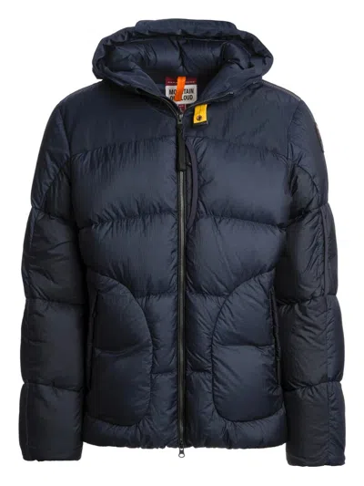 Parajumpers Padded Hooded Down Jacket With Zip Pockets In Blue