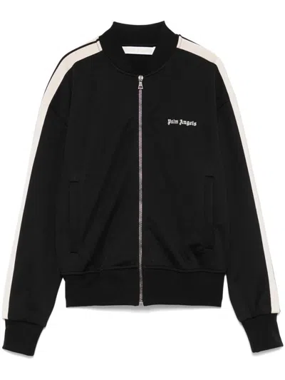Palm Angels Stylish Bomber Jacket Contrast Stripe In Black