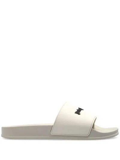 Palm Angels Logo Rubber Slides In Neutral