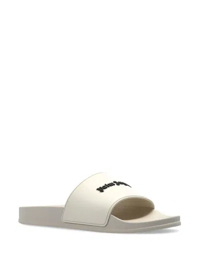 Palm Angels Logo Rubber Slides In Neutral