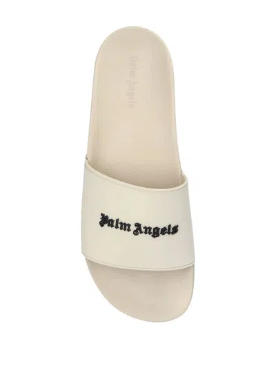 Palm Angels Logo Rubber Slides In Neutral