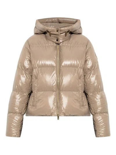Moose Knuckles Detachable Hood Shiny Shell Down Jacket Clothing In Brown