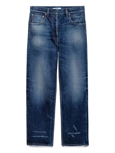 Prada Five Pocket Trousers With Distressed Faded Effect In Blue