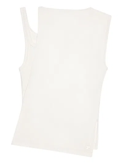 Courrèges Oblique 90`s Rib Top Clothing In White