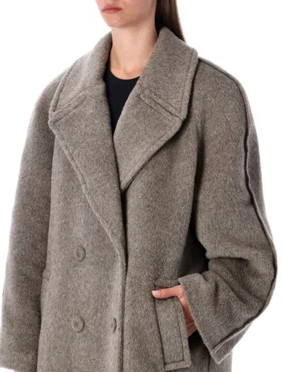 Acne Studios Double-breasted Wool-blend Coat In Brown