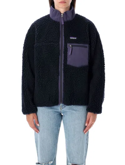 Patagonia Casual Fleece Texture Jacket With High Collar In Black